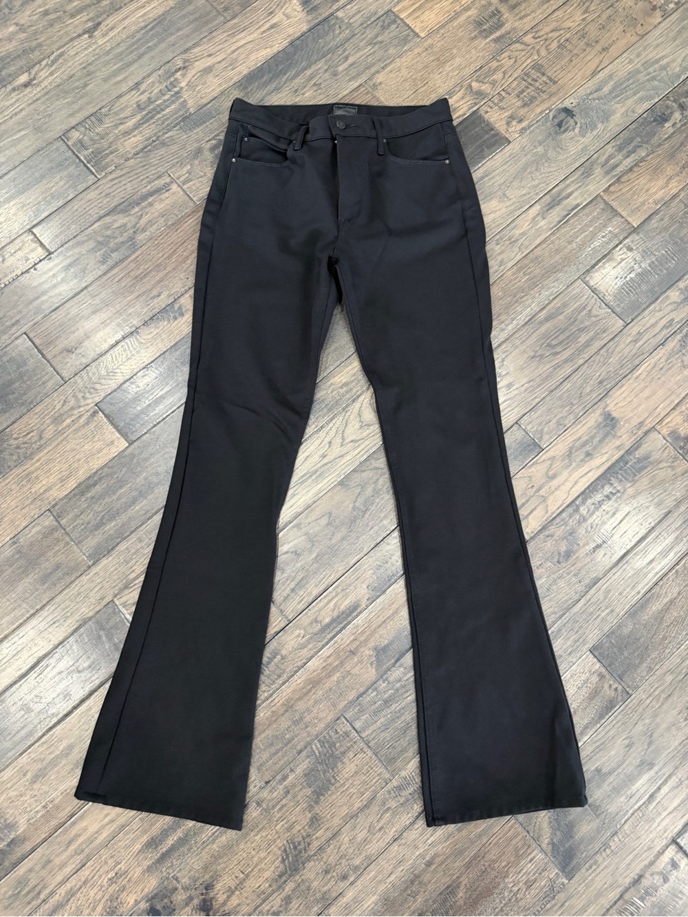 MOTHER High Waisted Runaway Pants 29 Smooth Operator Black Ponte Flare